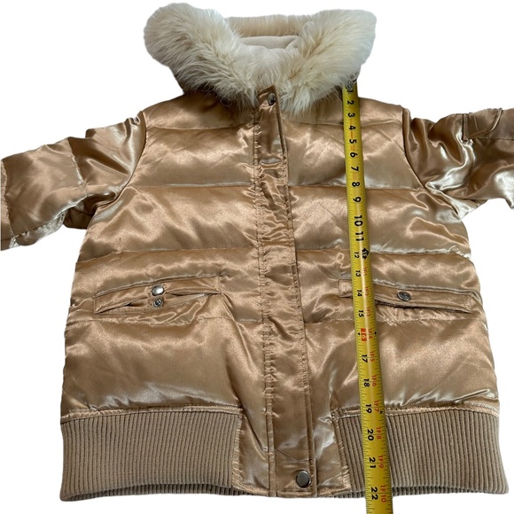 Moda International Gold Cream Fur Puffer Jacket Size Small - Picture 6 of 17